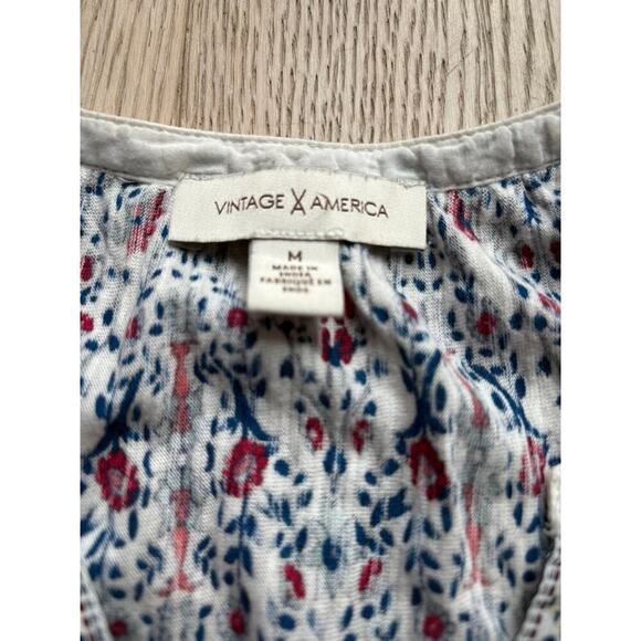 Vintage America Blue, White, Red Peasant Blouse ‎ $59 - Picture 4 of 4